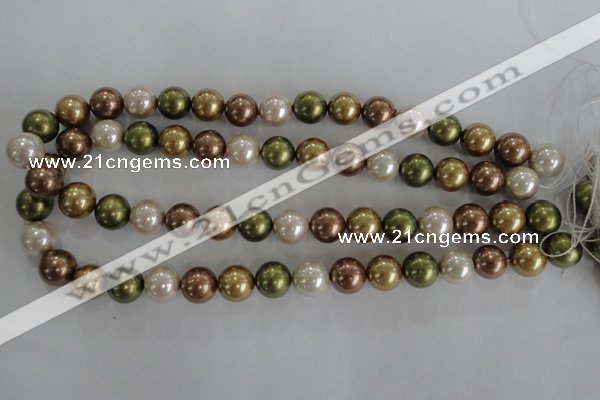 CSB1108 15.5 inches 12mm round mixed color shell pearl beads