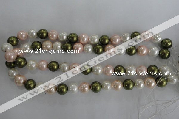 CSB1109 15.5 inches 12mm round mixed color shell pearl beads