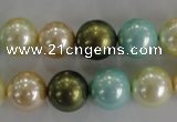 CSB1110 15.5 inches 12mm round mixed color shell pearl beads