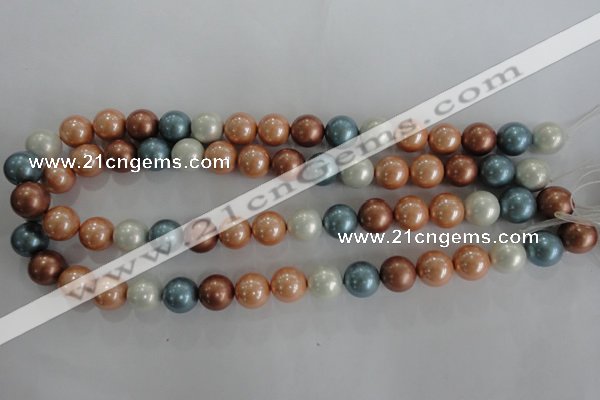 CSB1112 15.5 inches 12mm round mixed color shell pearl beads