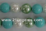 CSB1114 15.5 inches 12mm round mixed color shell pearl beads