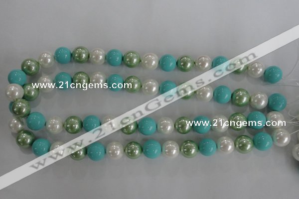 CSB1114 15.5 inches 12mm round mixed color shell pearl beads