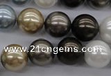 CSB1121 15.5 inches 14mm round mixed color shell pearl beads