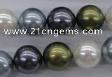 CSB1124 15.5 inches 14mm round mixed color shell pearl beads