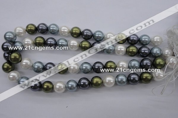 CSB1124 15.5 inches 14mm round mixed color shell pearl beads