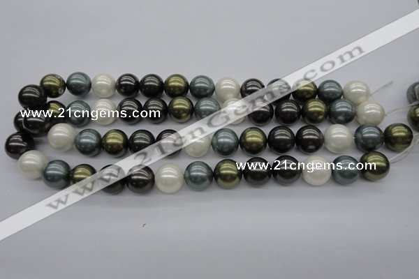 CSB1125 15.5 inches 14mm round mixed color shell pearl beads