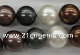 CSB1127 15.5 inches 14mm round mixed color shell pearl beads