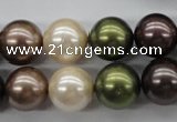 CSB1129 15.5 inches 14mm round mixed color shell pearl beads