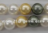 CSB1130 15.5 inches 14mm round mixed color shell pearl beads