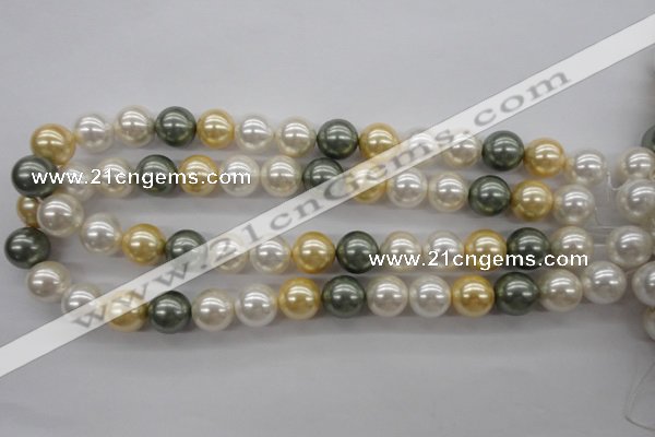 CSB1130 15.5 inches 14mm round mixed color shell pearl beads