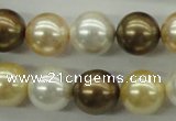 CSB1131 15.5 inches 14mm round mixed color shell pearl beads