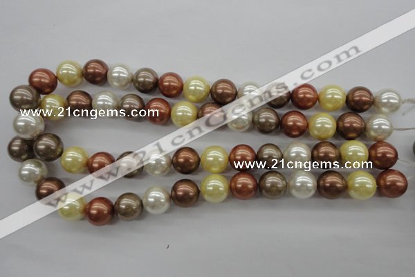 CSB1132 15.5 inches 14mm round mixed color shell pearl beads