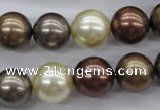 CSB1133 15.5 inches 14mm round mixed color shell pearl beads