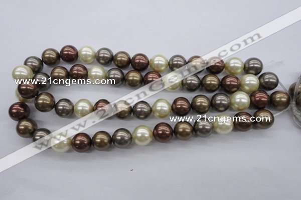 CSB1133 15.5 inches 14mm round mixed color shell pearl beads