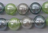 CSB1135 15.5 inches 14mm round mixed color shell pearl beads