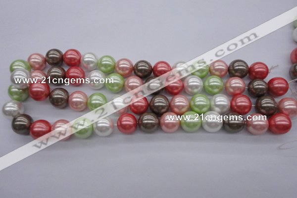 CSB1138 15.5 inches 14mm round mixed color shell pearl beads