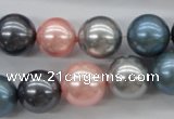 CSB1139 15.5 inches 14mm round mixed color shell pearl beads