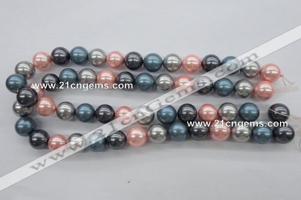 CSB1139 15.5 inches 14mm round mixed color shell pearl beads