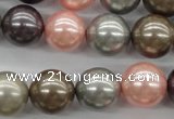 CSB1140 15.5 inches 14mm round mixed color shell pearl beads