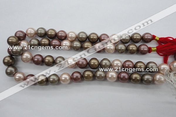 CSB1141 15.5 inches 14mm round mixed color shell pearl beads