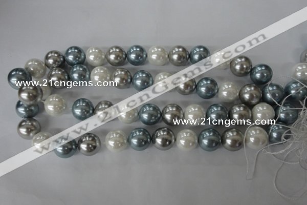 CSB1151 15.5 inches 16mm round mixed color shell pearl beads