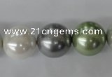 CSB1153 15.5 inches 16mm round mixed color shell pearl beads