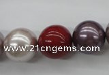 CSB1154 15.5 inches 16mm round mixed color shell pearl beads