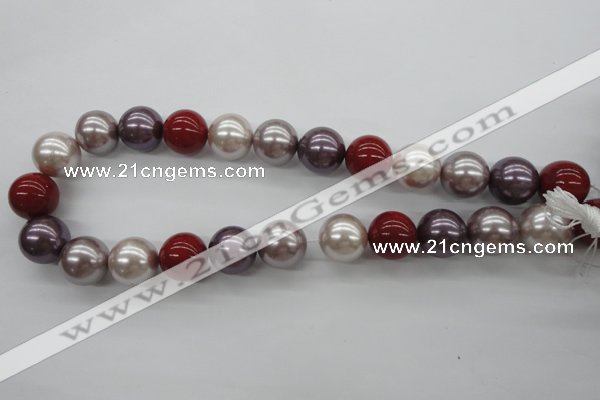 CSB1154 15.5 inches 16mm round mixed color shell pearl beads