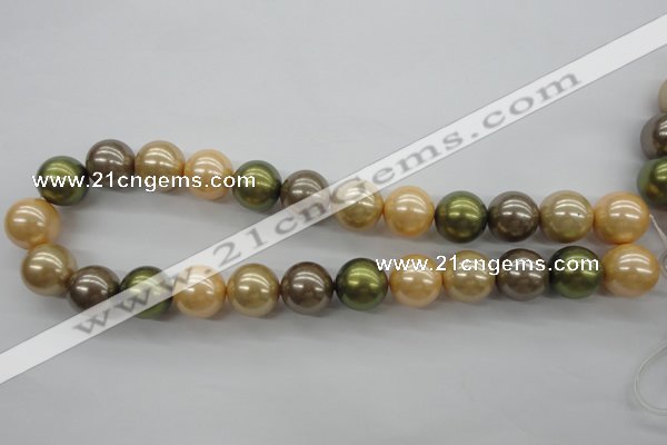 CSB1156 15.5 inches 16mm round mixed color shell pearl beads