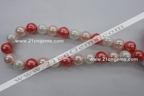 CSB1157 15.5 inches 16mm round mixed color shell pearl beads