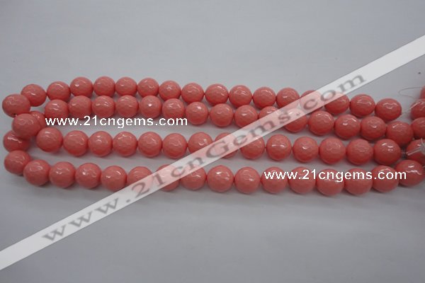 CSB1179 15.5 inches 12mm faceted round shell pearl beads