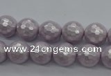 CSB1181 15.5 inches 8mm faceted round shell pearl beads