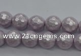 CSB1181 15.5 inches 8mm faceted round shell pearl beads