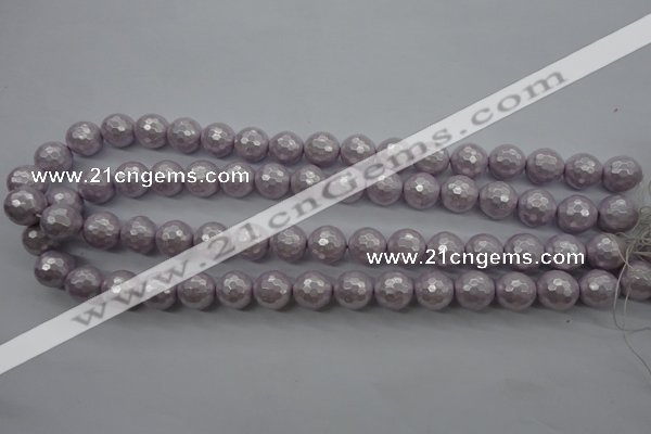 CSB1181 15.5 inches 8mm faceted round shell pearl beads