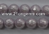 CSB1182 15.5 inches 10mm faceted round shell pearl beads