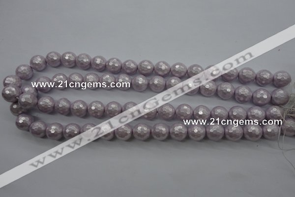 CSB1182 15.5 inches 10mm faceted round shell pearl beads