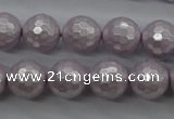 CSB1183 15.5 inches 12mm faceted round shell pearl beads