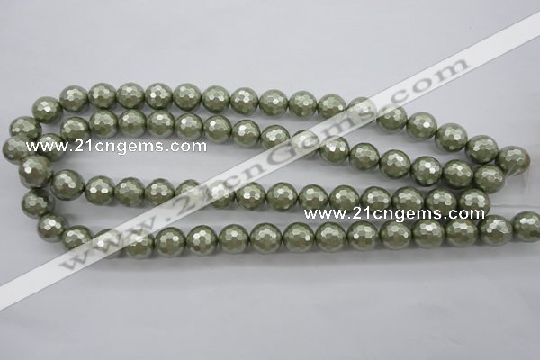 CSB1188 15.5 inches 12mm faceted round shell pearl beads