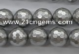 CSB1190 15.5 inches 14mm faceted round shell pearl beads