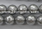 CSB1190 15.5 inches 14mm faceted round shell pearl beads