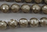 CSB1192 15.5 inches 12mm faceted round shell pearl beads