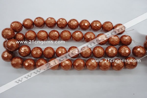 CSB1199 15.5 inches 18mm faceted round shell pearl beads