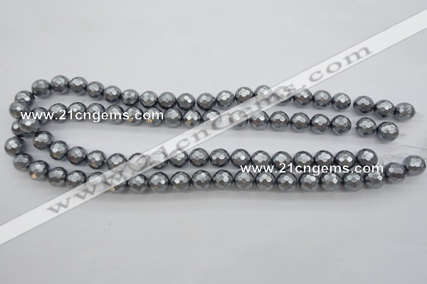 CSB1201 15.5 inches 10mm faceted round shell pearl beads