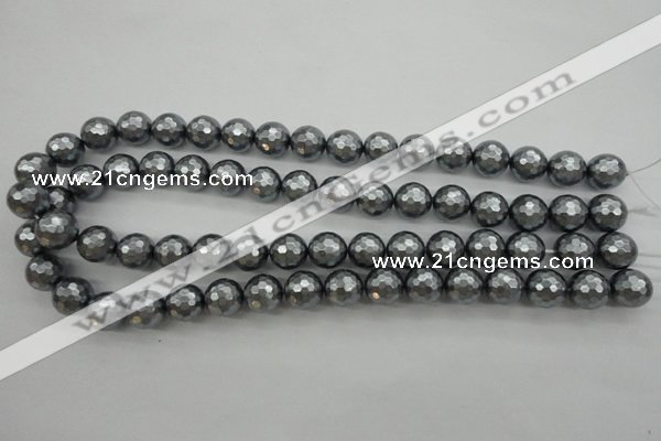 CSB1202 15.5 inches 12mm faceted round shell pearl beads