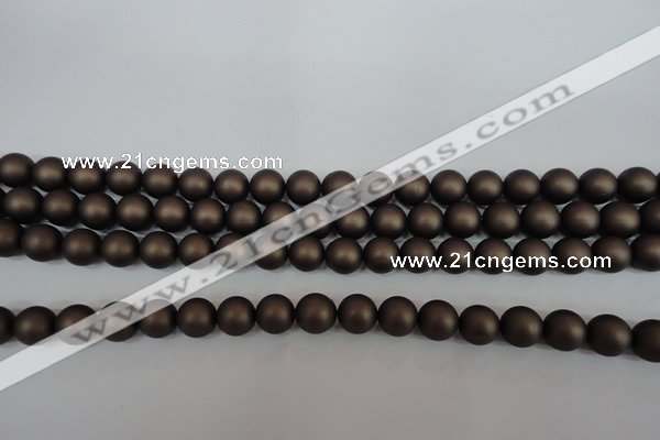 CSB1330 15.5 inches 4mm matte round shell pearl beads wholesale