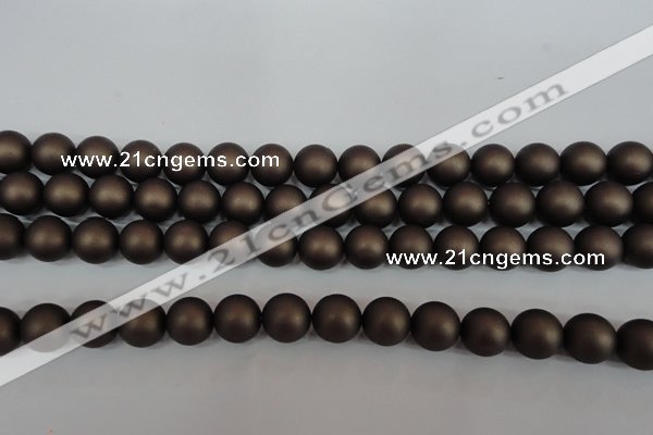 CSB1332 15.5 inches 8mm matte round shell pearl beads wholesale