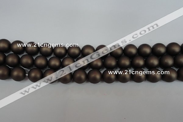 CSB1333 15.5 inches 10mm matte round shell pearl beads wholesale