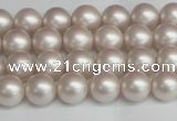 CSB1355 15.5 inches 4mm matte round shell pearl beads wholesale