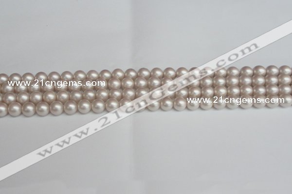 CSB1355 15.5 inches 4mm matte round shell pearl beads wholesale