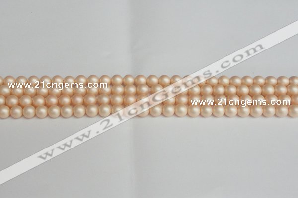 CSB1360 15.5 inches 4mm matte round shell pearl beads wholesale